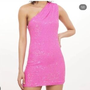 Generation Love One-Shoulder Pink Sequin Mini Dress